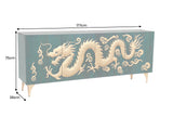 Sideboard DRAGON 180cm 3D dragon front mango wood turquoise w/ gold coloured details