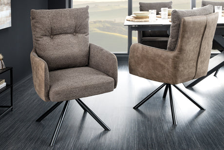Swivel chair BIG GEORGE w/ armrests flat woven fabric microfibre taupe rotatable