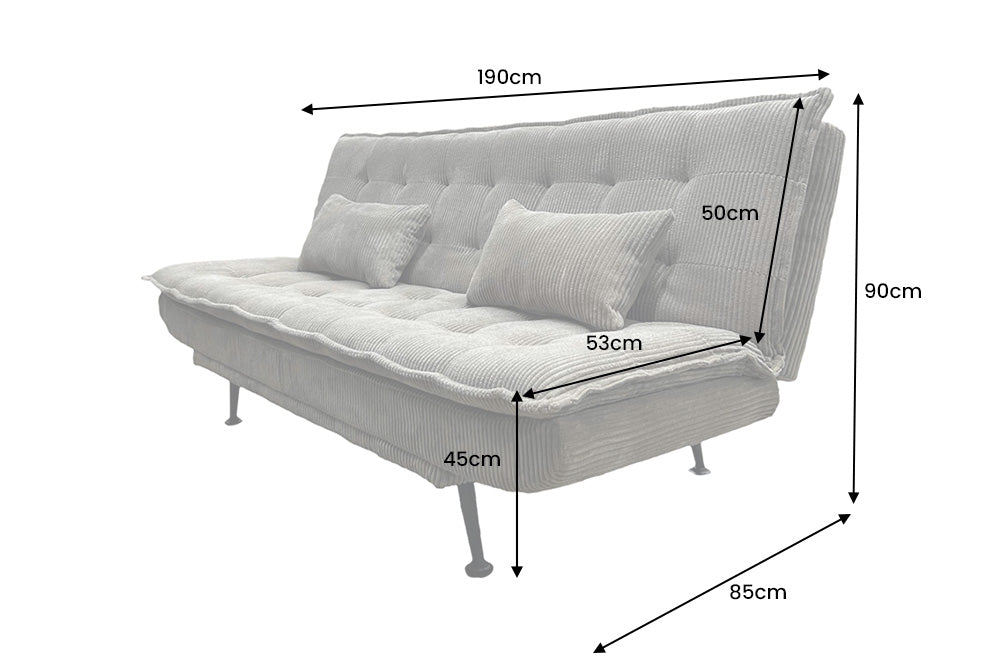 Sofa bed JAZZ 195cm 3-seater cord greige