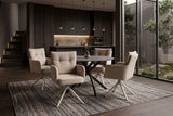 Swivel chair BIG GEORGE 360° rotatable w/ armrests spring core textured fabric beige