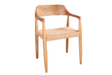 Chair KENNEDY wicker seat w/ armrests recyled pine wood natural