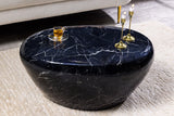 Coffee table STONE 75cm marble look black