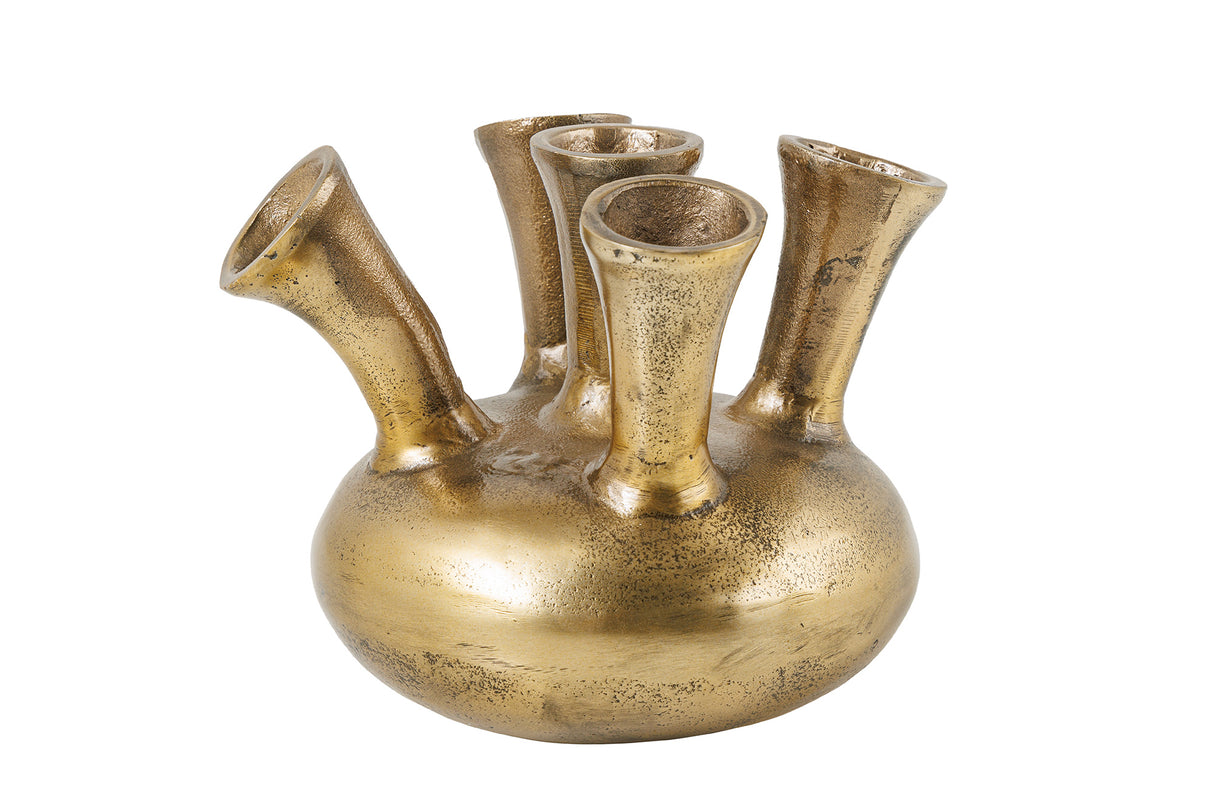 Vase KIYA 25cm gold 5 w/ flower openings