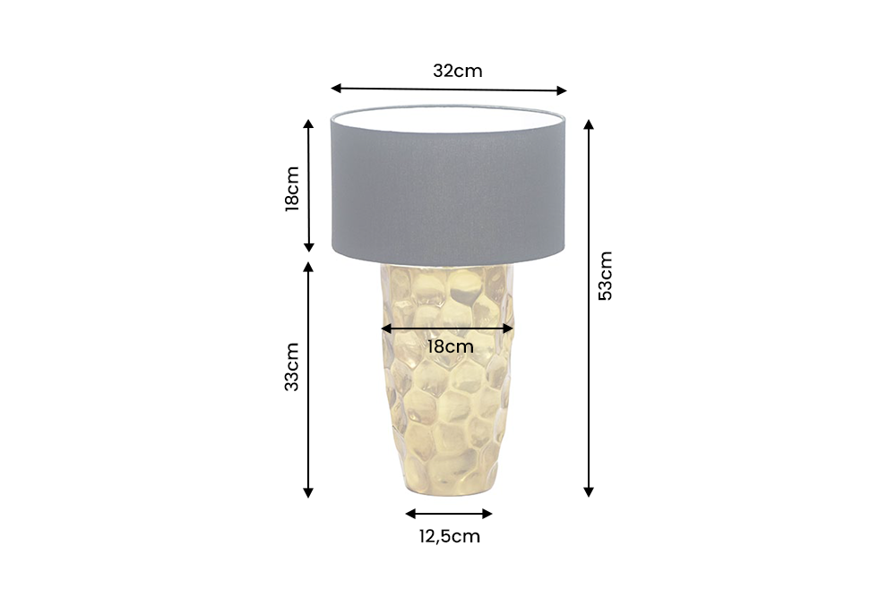 Tischleuchte AURELIA 55cm Hammerschlag-Optik Gold