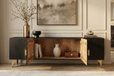 TV-Board GOLDEN SUNSET 180cm 3D Mangoholz schwarz