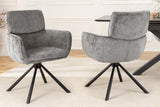 Swivel chair UNIQUE 180° w/ armrests chenille fabric grey and black legs