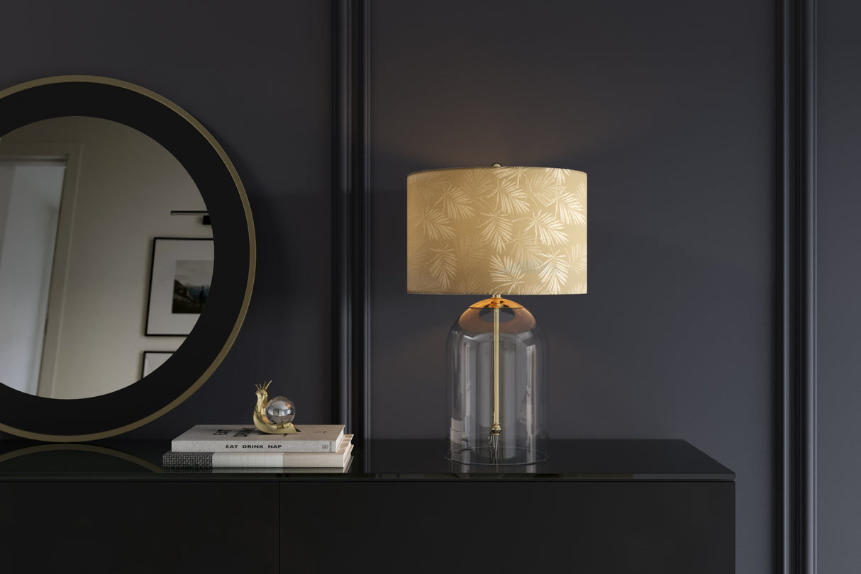 Tischleuchte CLASSICO 50cm Lampenschirm weiß golden Glas transparent gold