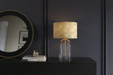 Tischleuchte CLASSICO 50cm Lampenschirm weiß golden Glas transparent gold