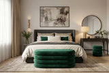 Bench chest VOGUE 85cm oval upholstered w/ storage space velvet green