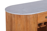 Bartisch TRES CHIC 120cm Mangoholz Natur mit weißem Marmor