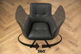Swivel chair SIGNATURE 360° w/ armrests spring core leather black rotatable