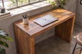 Bürotisch Konsole MAKASSAR 100cm Mangoholz braun honigfarbenes Finish