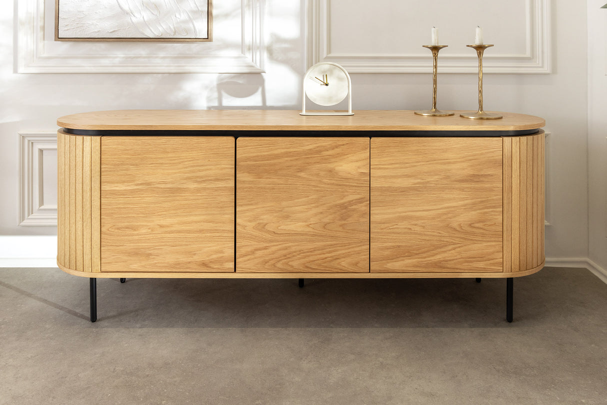 Sideboard ATELIER 160cm in natürlicher Eichenholzoptik mit schwarzen Beinen