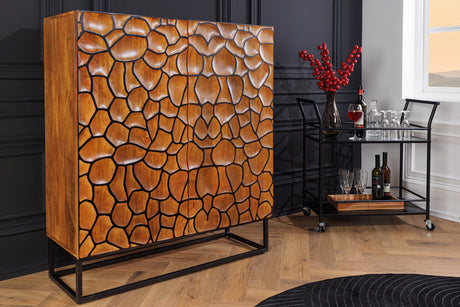 Highboard VULCANO 120cm 3D Mosaik Mangoholz braun