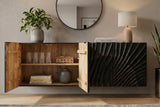 Sideboard SCORPION 180cm 3D hängend schwarz Mangoholz