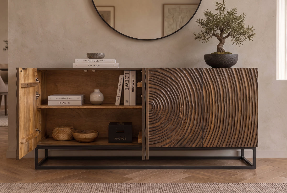 Sideboard ZEN CIRCLE 160cm 3D mango wood dark brown
