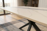 Dining table GALAXIE 160cm w/ star frame ceramic white