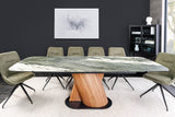 Esstisch ELEMENTS 180-260cm ausziehbar Walnussgestell mit Keramikplatte Taupegrau Marmoroptik