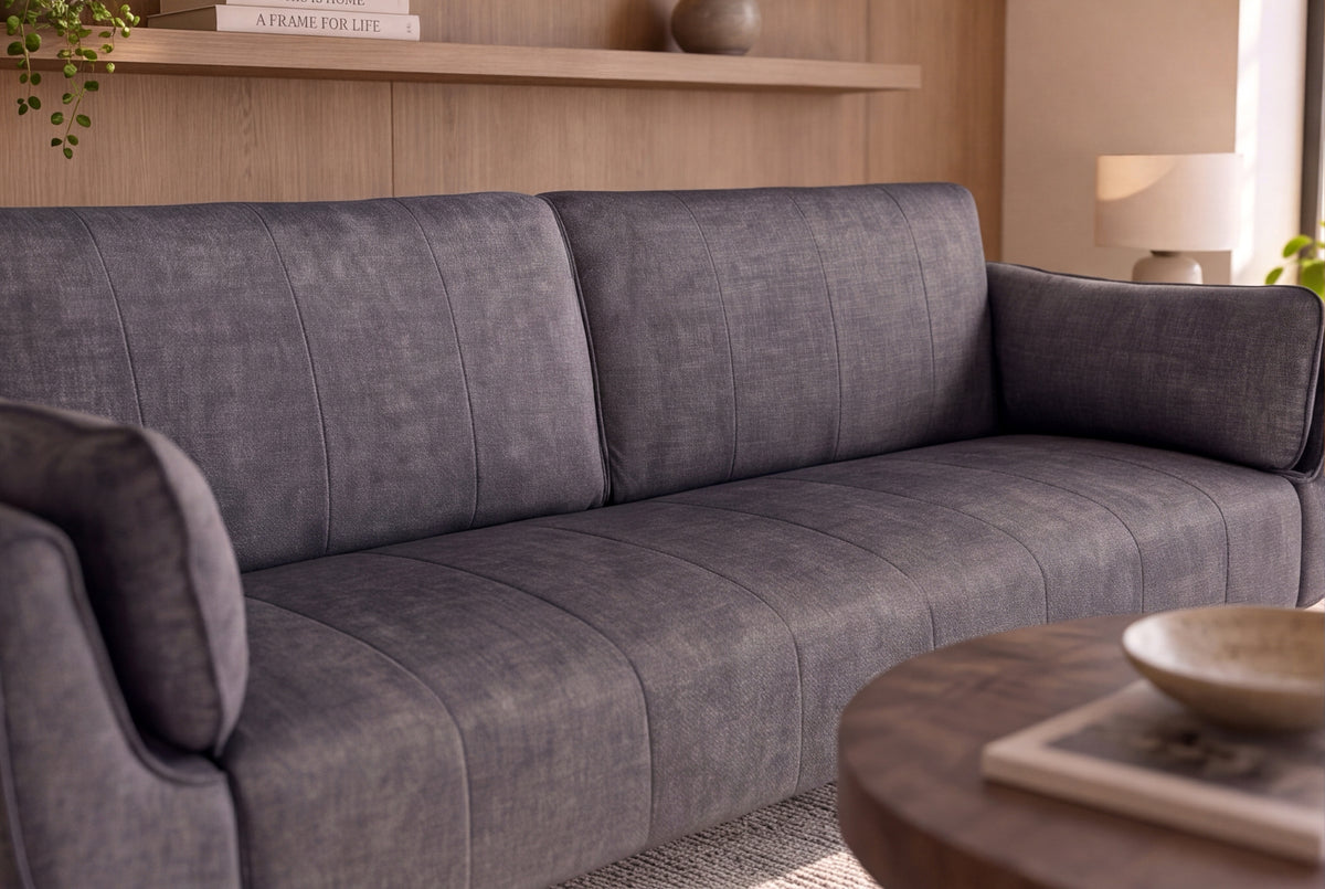 Sofa bed DIVANI 220cm 3-seater velvet grey
