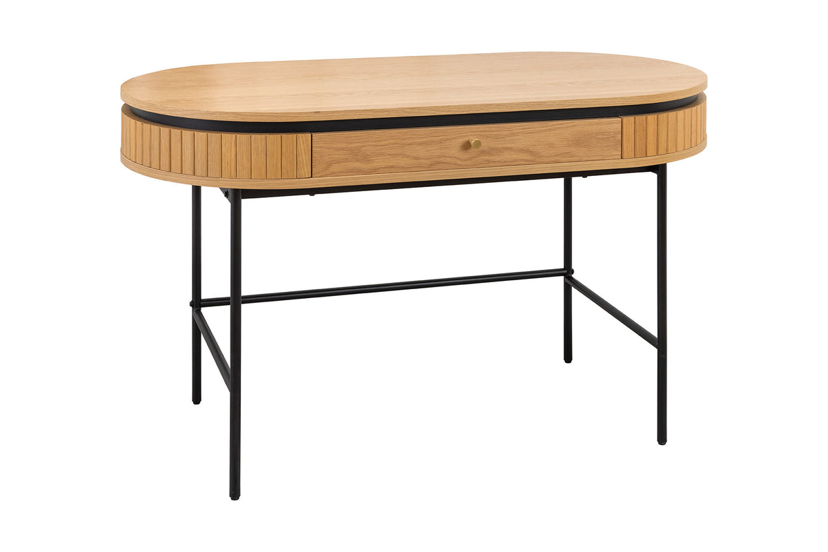 Psací stůl ATELIER 120cm přírodní dubový vzhled s černým kovovým rámem