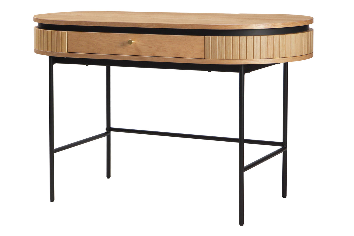 Office desk ATELIER 120cm natural oak wood look w/ black metal frame