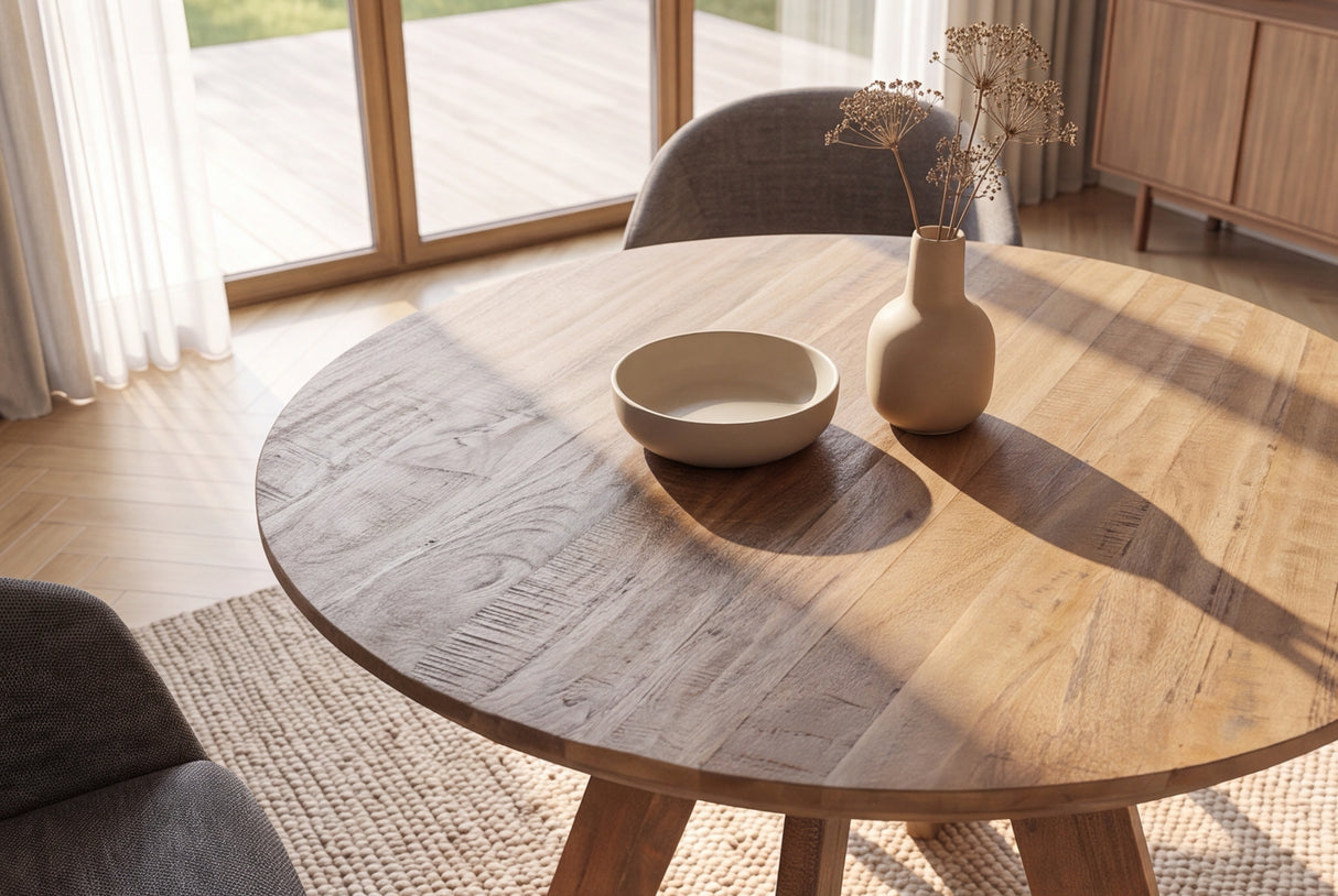 Dining table ART WOOD 100cm round mango wood brown