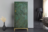 Highboard PEACOCK 170cm 3D mango wood antique look green gold handmade