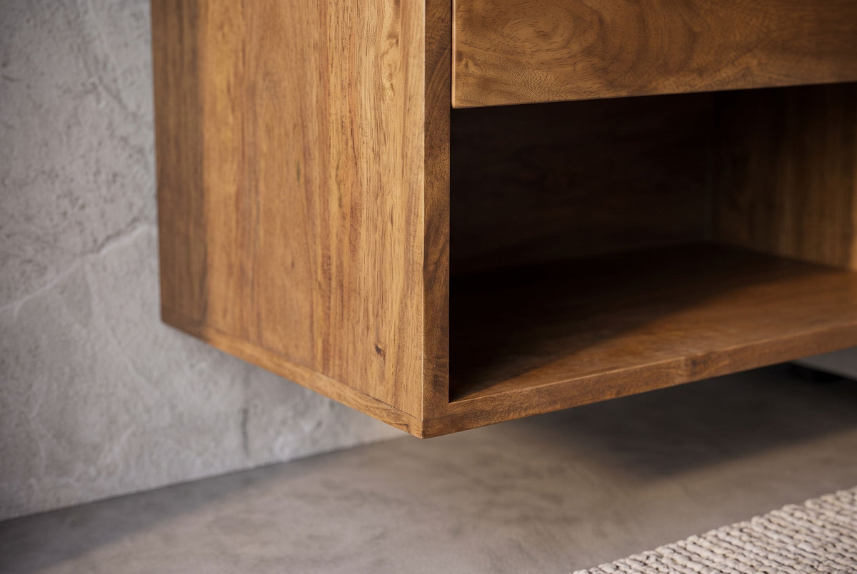 Bedside table PURE 50cm hanging mango wood brown honey finish