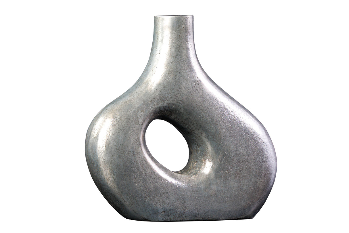 Vase RING 40cm metal dark grey handmade