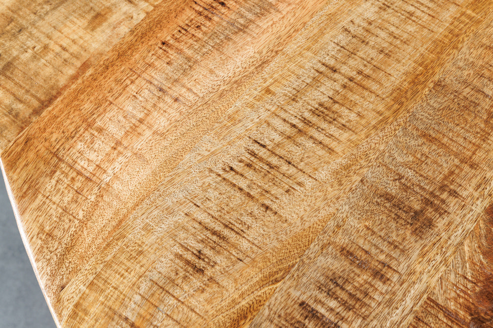 Dining table IRON CRAFT Ø 140cm round mango natural w/ black metal legs