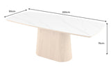 Dining table UNIQUE 200cm frame oak wood verneered ceramic white marble top
