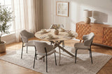 Dining table ALPINE Ø 120cm round travertine ceramic champagne greige