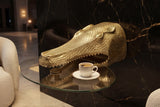 Beistelltisch WILDLIFE KROKODIL 75 cm Hänge-Couchtisch oval gehärtetes Glas gold