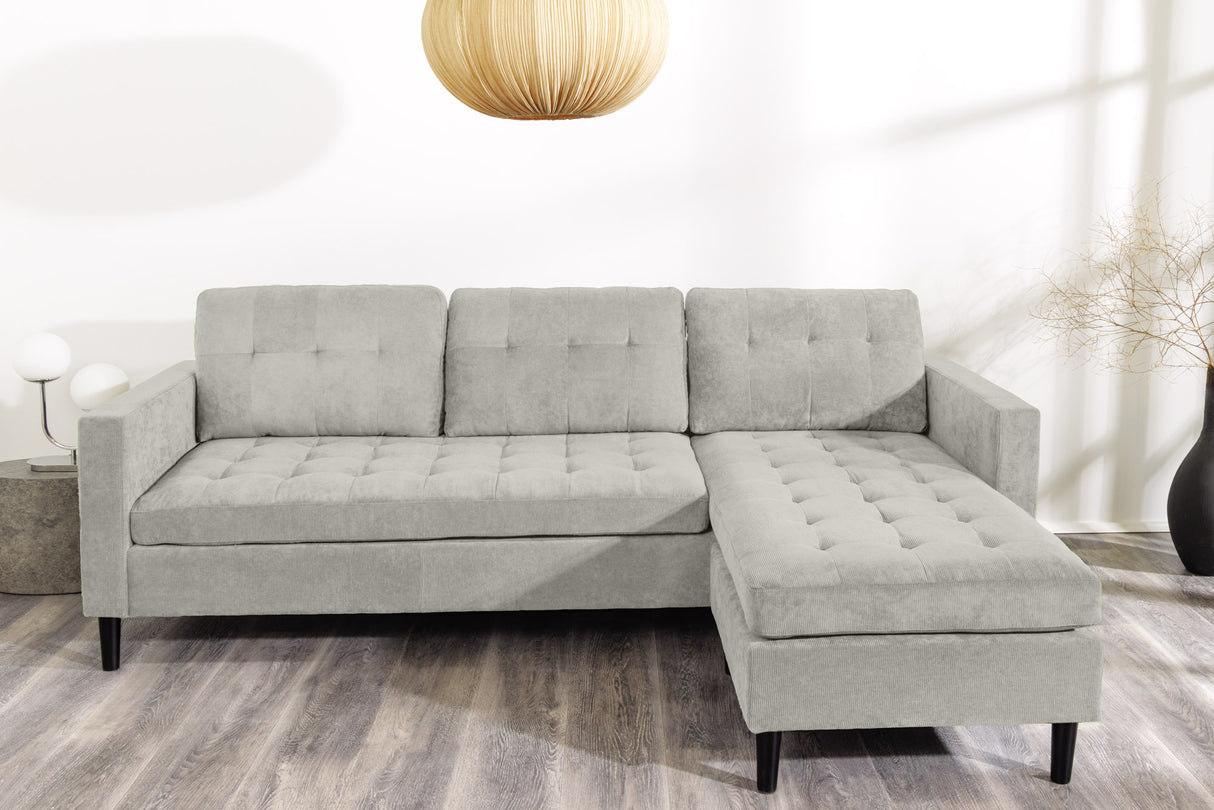 Corner sofa STOCKHOLM 220cm 3-seater spring core cord greige