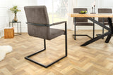 Freischwinger LOFT mit Armlehnen Eisenbeine Mikrofaser taupe grau