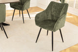 Swivel chair AVIGNON 360° w/ armrests chenille fabric green and black legs