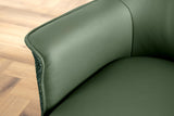 Swivel chair LE GRAND rotatable 180° w/ armrests textured cloth and leather green