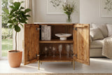 Sideboard TRES CHIC 70cm mango wood natural w/ white marble top and golden handles