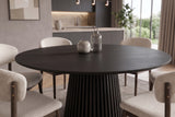 Dining table VALHALLA WOOD Ø 140cm round oak wood veneered black