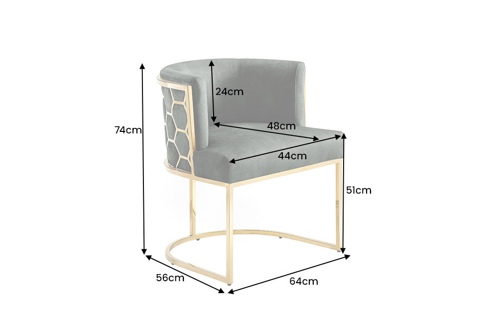 Stuhl ELEGANCE, samtgrün mit goldenem Edelstahlgestell