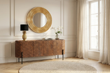 Sideboard ADLON 180cm 3D mango wood brown w/ black metal legs