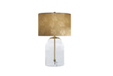Tischleuchte CLASSICO 50cm Lampenschirm weiß golden Glas transparent gold