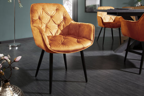 Chair MILANO with armrests velvet mustard yellow