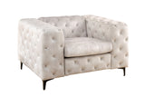 Sessel MODERN BAROCK 120cm Chesterfield-Optik Federkern Samt champagner beige