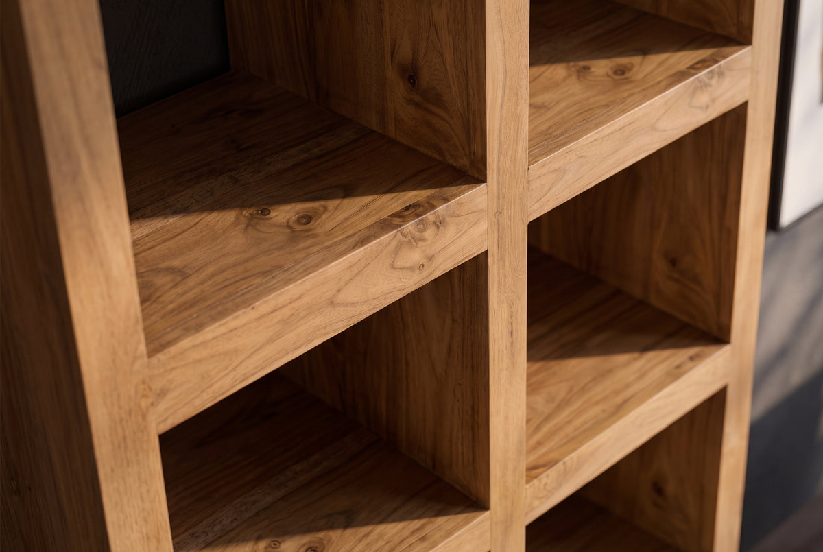 Shelf MAKASSAR 180cm 8 open compartments mango wood brown honey finish