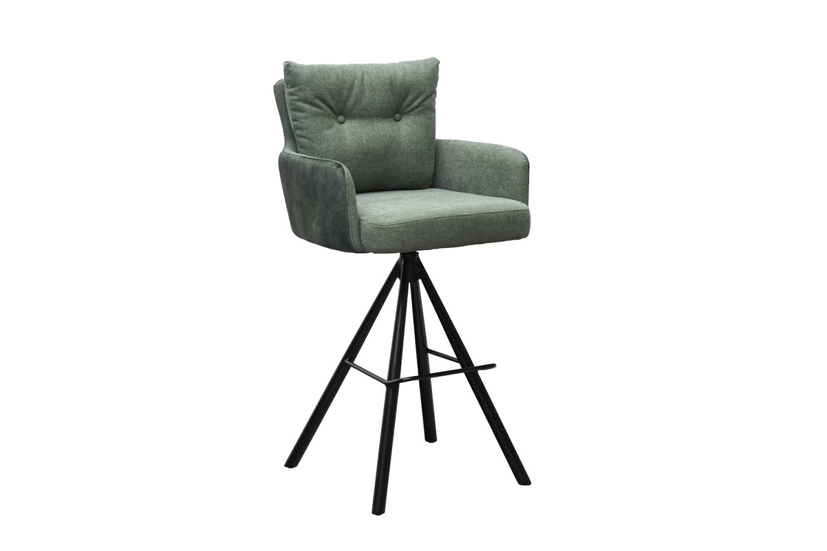 Barhocker BIG GEORGE 360° drehbar mit Armlehnen Federkern Samt Flachgewebe grün
