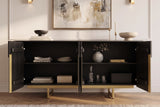 Sideboard GATSBY 160cm retro style mango wood black gold