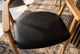 Chair VALHALLA WOOD w/ armrests artificial leather black and oak wood natural