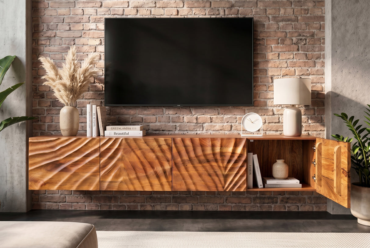 TV-Board SCORPION 200cm Hänge-Lowboard Mangoholz braun