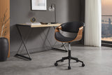 Office chair ORGANIC rotatable artificial leather black and walnut wood look